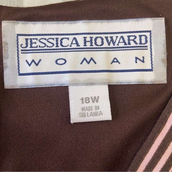 JESSICA Howard midi dress pink brown pattern stretch jersey plus size 18W - Picture 2 of 12